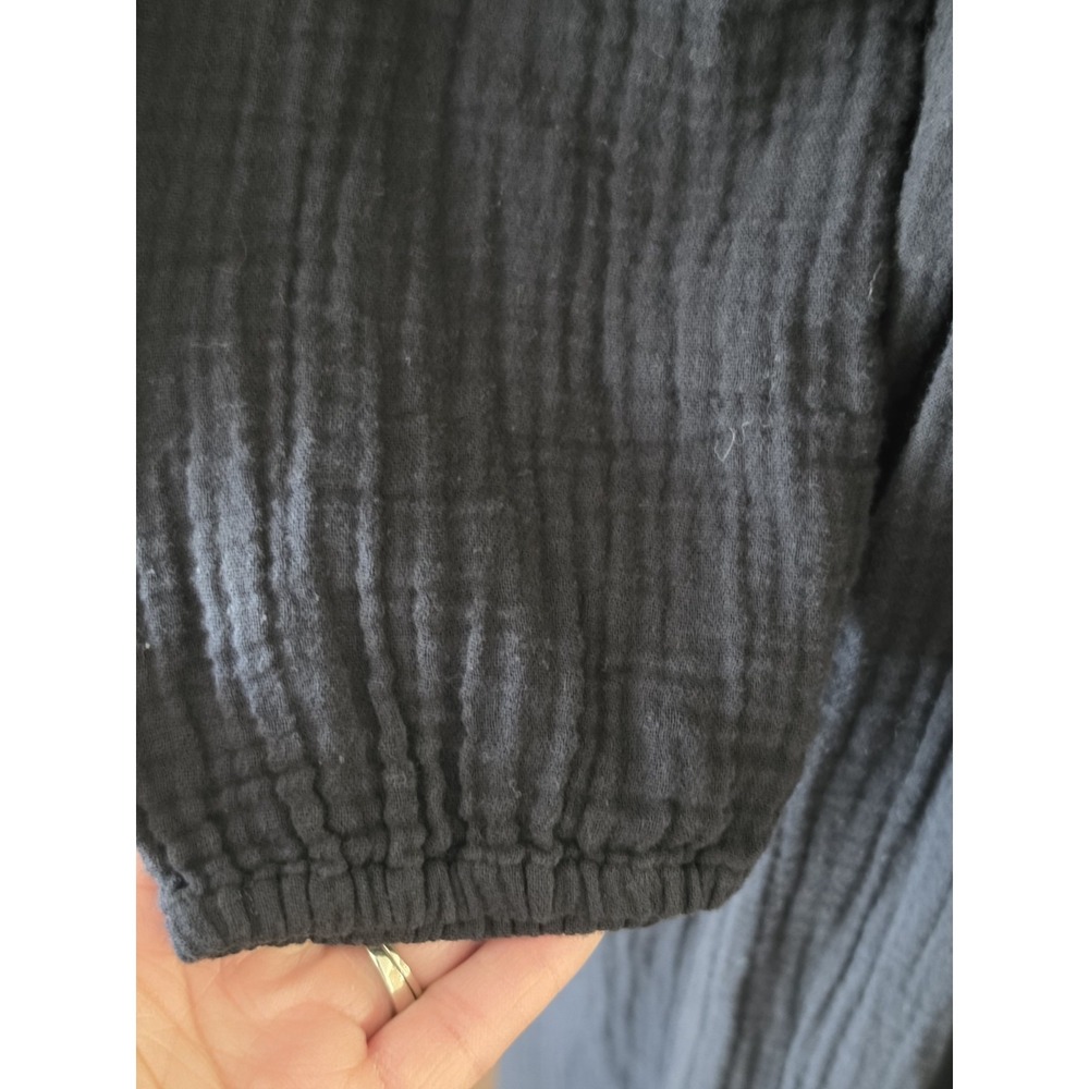 XIRENA Black Cotton GAUZE Button Frontโ MIDI Maxi Dress BOHO EMPIRE WAIST Medium - Picture 11 of 15